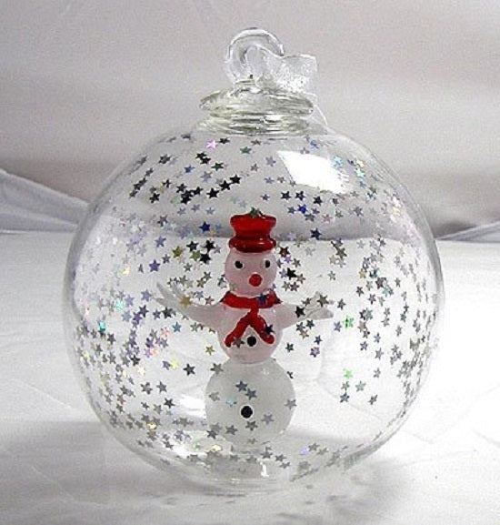 Snowman Hand Blown Christmas Ornament