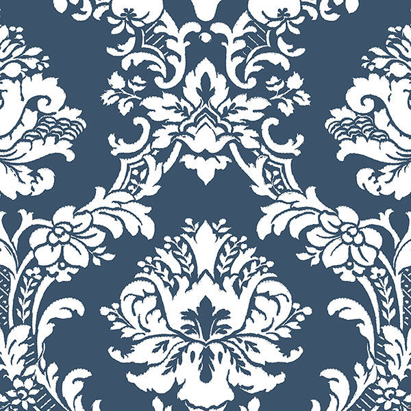 Navy Brittany Damask CS35600 Wallpaper