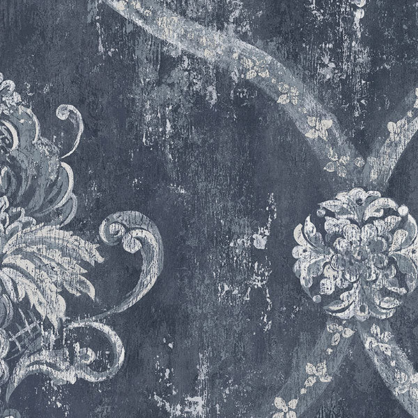 Dark Blue Large Vintage Damask CS35601 Wallpaper