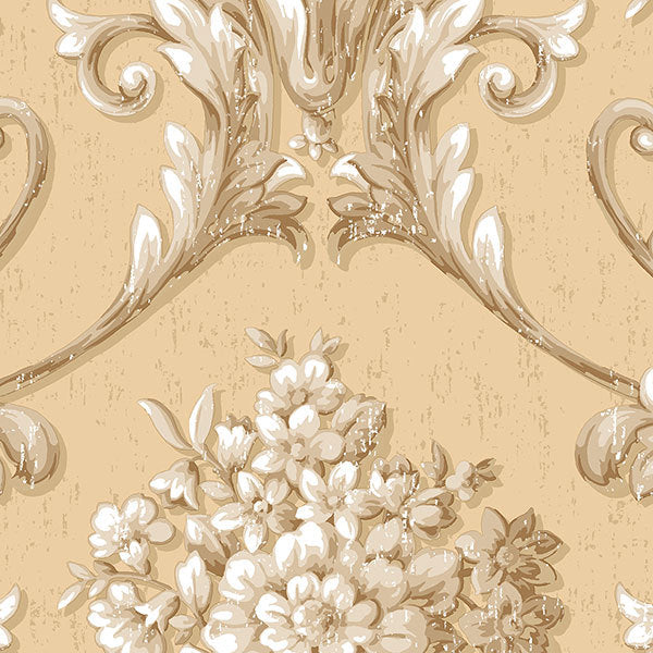 Golden Bold Vintage Damask CS35620 Wallpaper