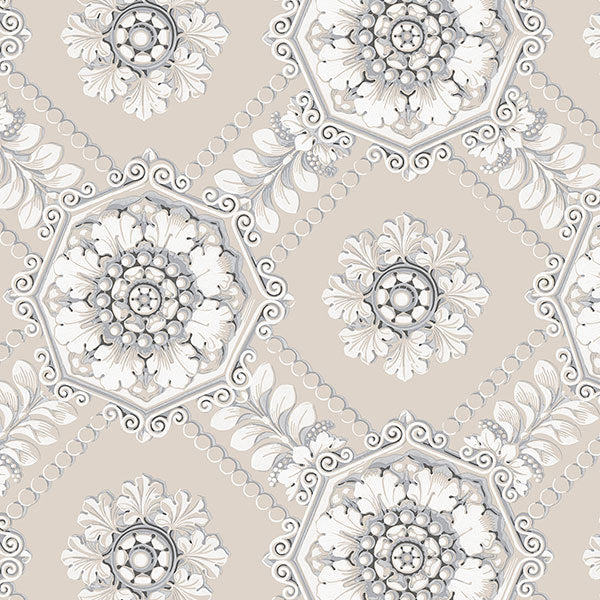 Silver Cream Lexie Tiles CS35629 Wallpaper