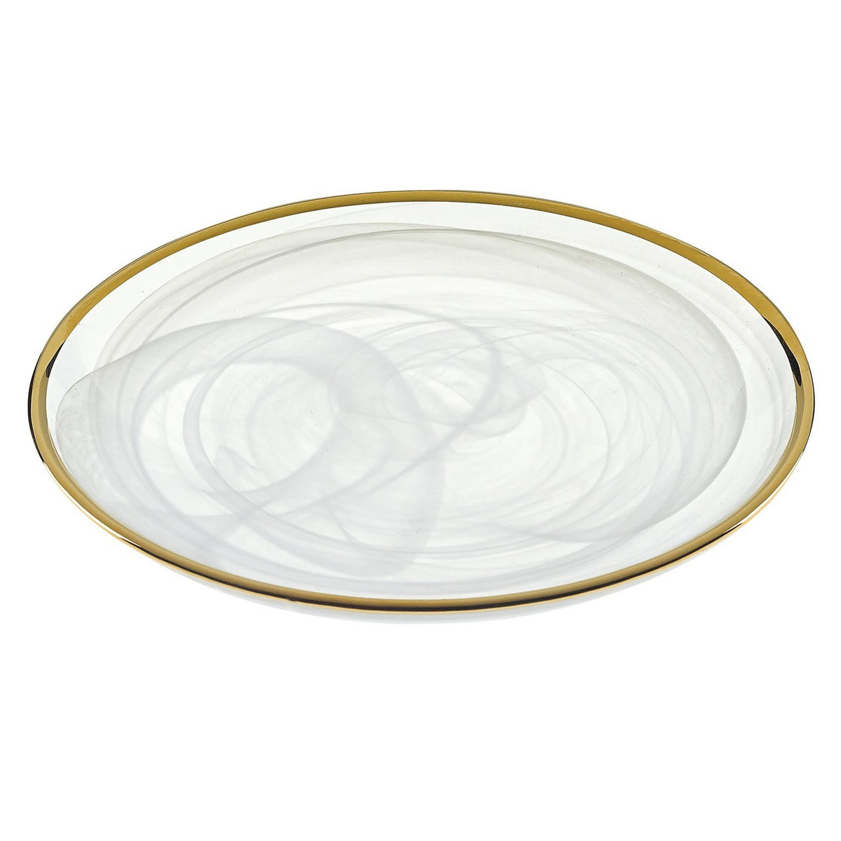 White Alabaster with Gold Trim Plates 4 Pc Set
