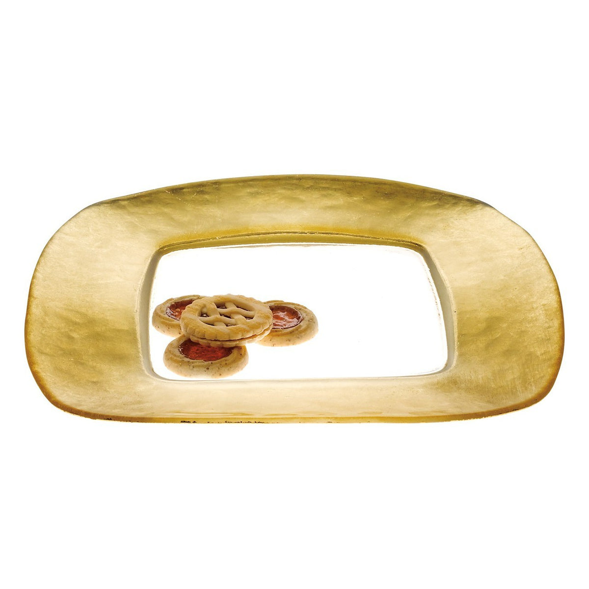 Gold Leaf Square Charger Glass Plate D246G