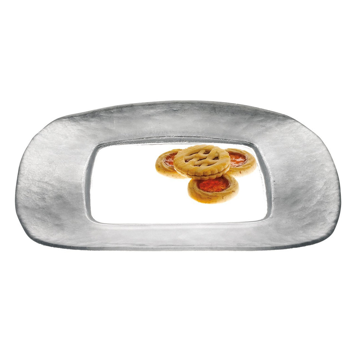 Silver Leaf  Square Charger Glass Plate D246S
