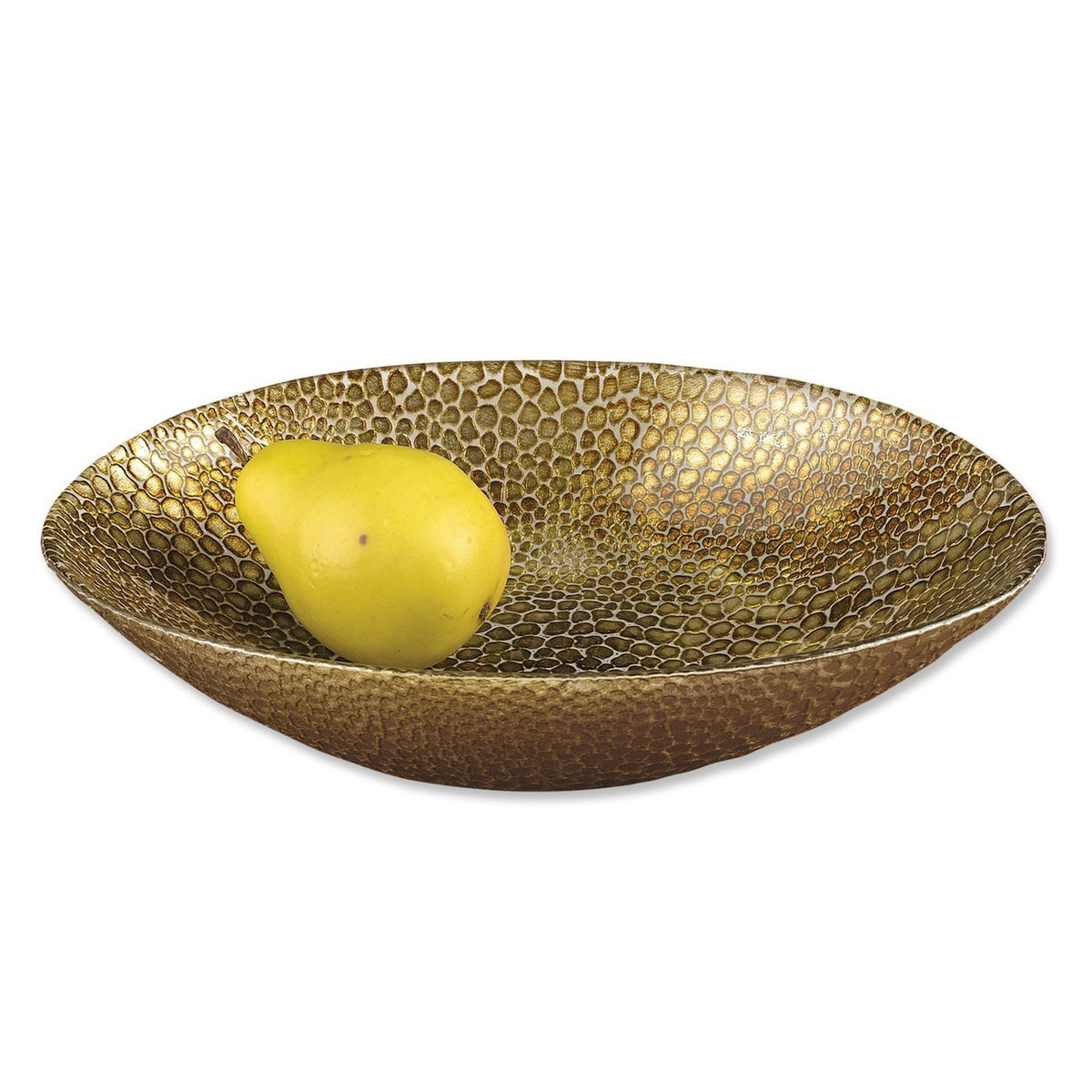 Snakeskin Antique Gold Oval Glass Bowl D65226