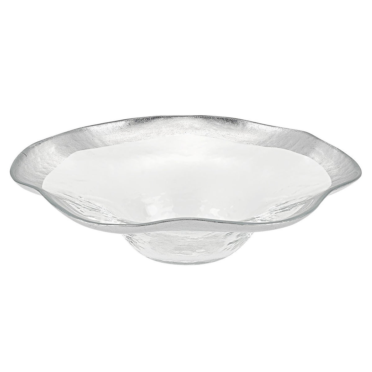 Round Silver Leaf  Wave Glass Bowl D720S