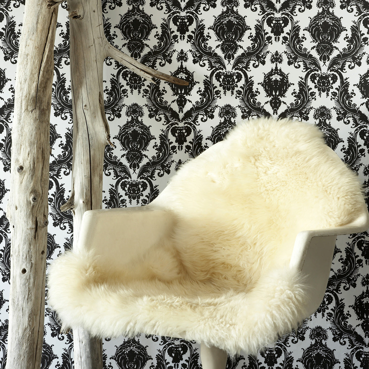 White and Black DA005 Damsel Self-Adhesive Wallpaper