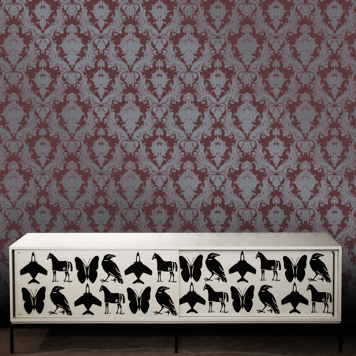 Silver Plum DA037 Damsel Self-Adhesive Wallpaper