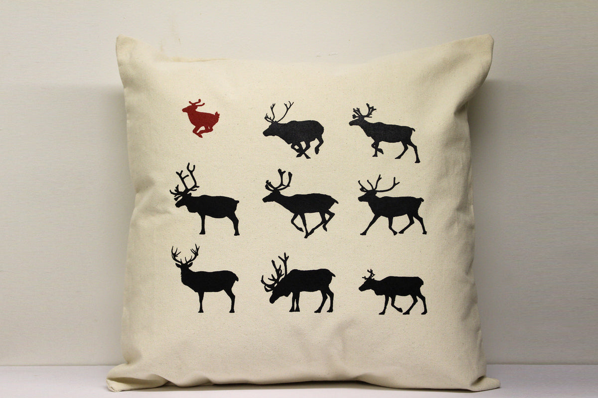 Reindeer Red Decorative Pillow Large