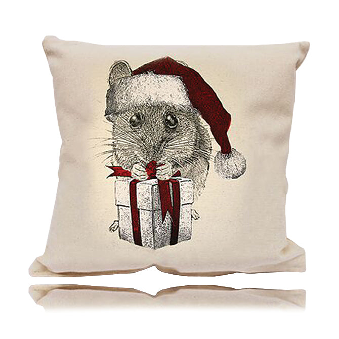 Mouse With Santa Hat Decorative Pillow Medium