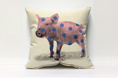 Polka Dotted Pig Decorative Pillow Medium