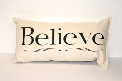Believe Black Decorative Pillow Small