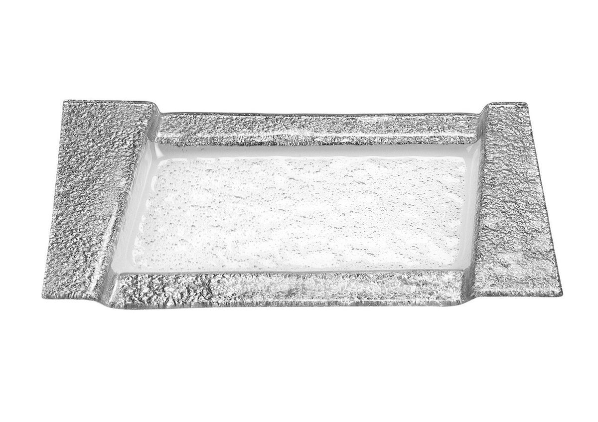 Rimini Silver Decor Glass Snack Vanity Tray