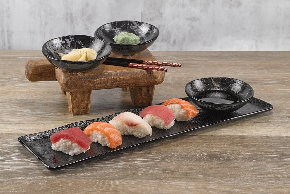 Hostess 4 pc Set Black Glass Deco