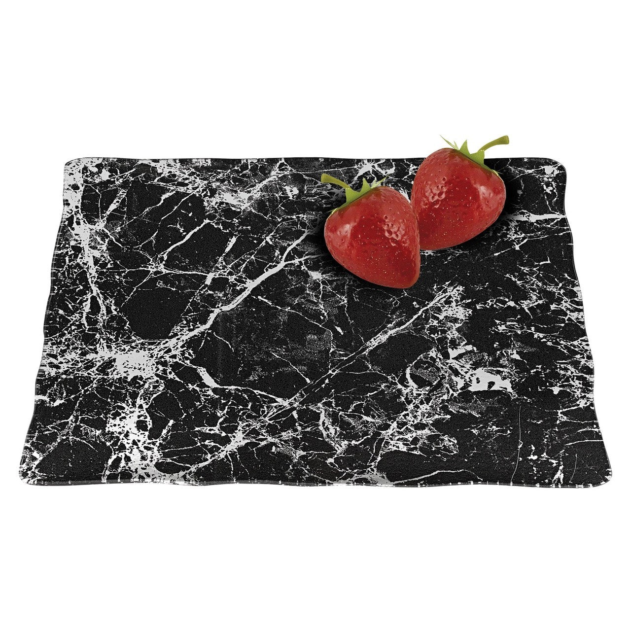 Square Tray Black Marble Glass Decor