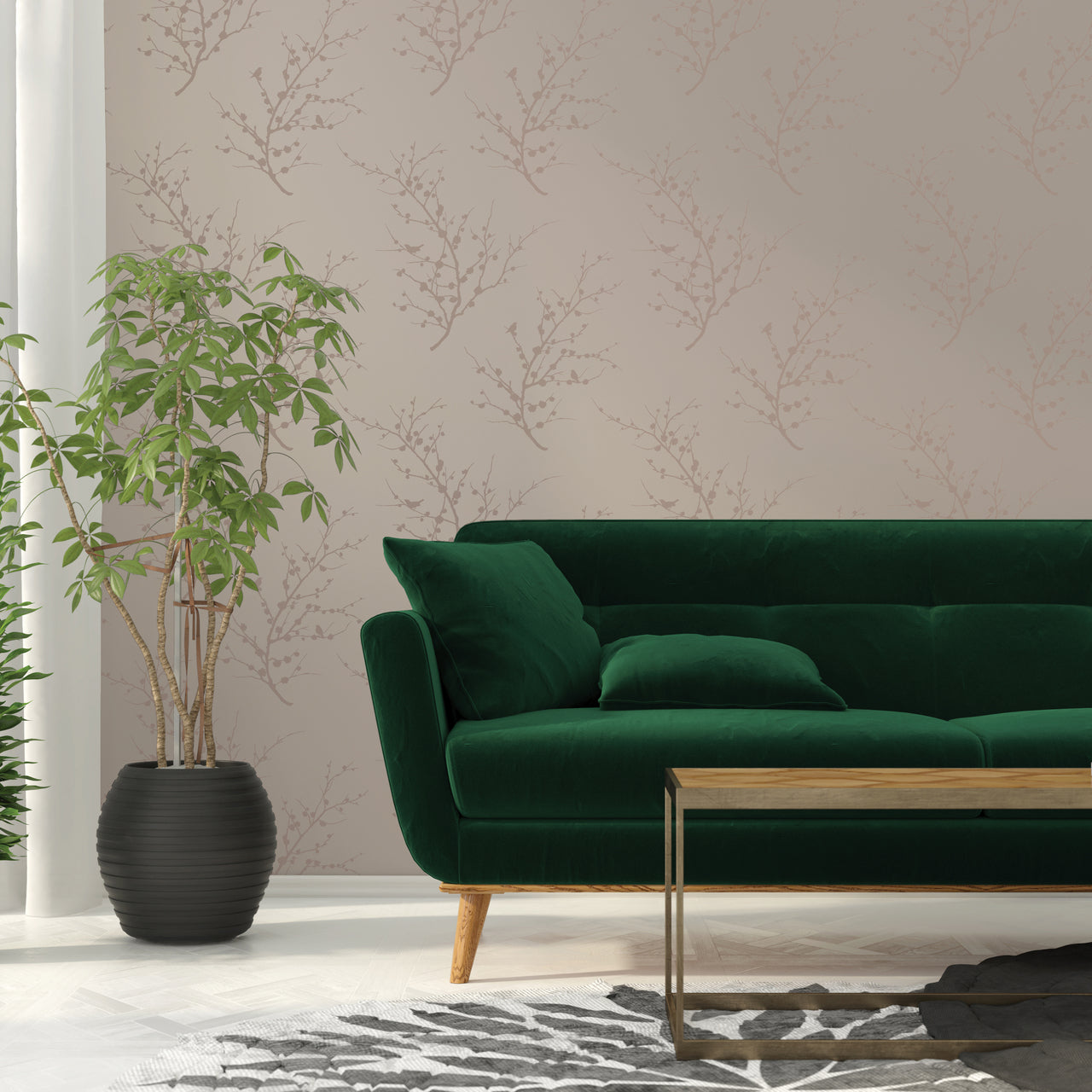 Bronze ED030 Edie Self-Adhesive Wallpaper