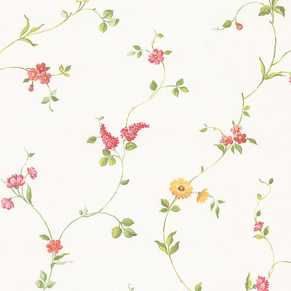 Red Yellow Country Floral Trail FK26958 Wallpaper