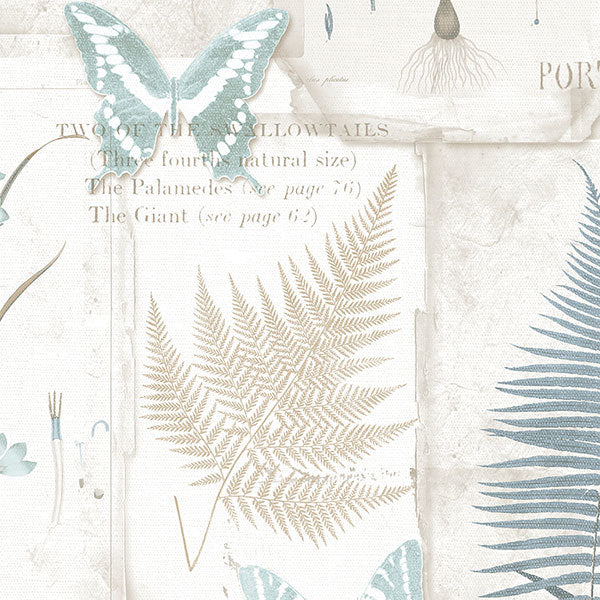 Blue Off White Insects Leaves FK34414 Wallpaper