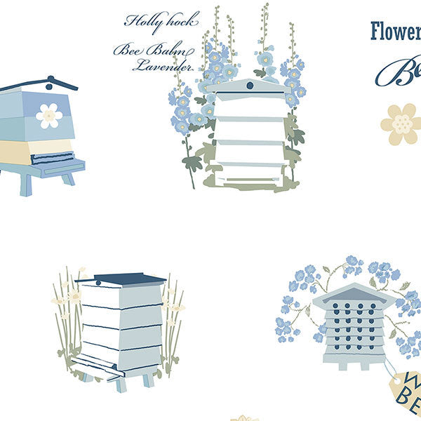 Blue Yellow Bee Homes FK34424 Wallpaper