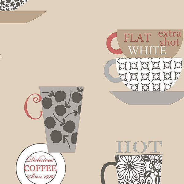 Red Off White Coffee Contemporary FK34428 Wallpaper