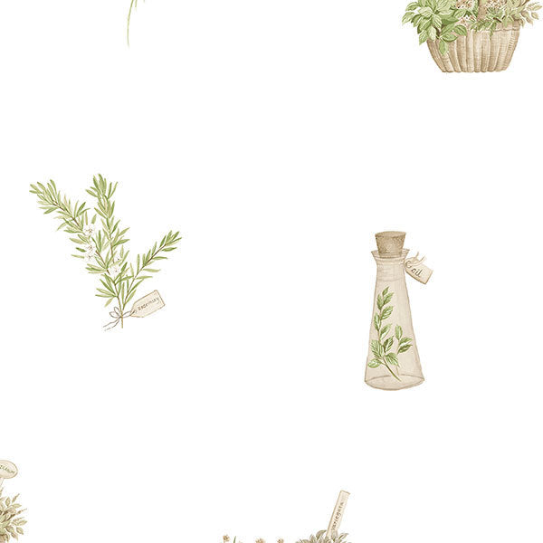 Green White Country Herbs FK34432 Wallpaper