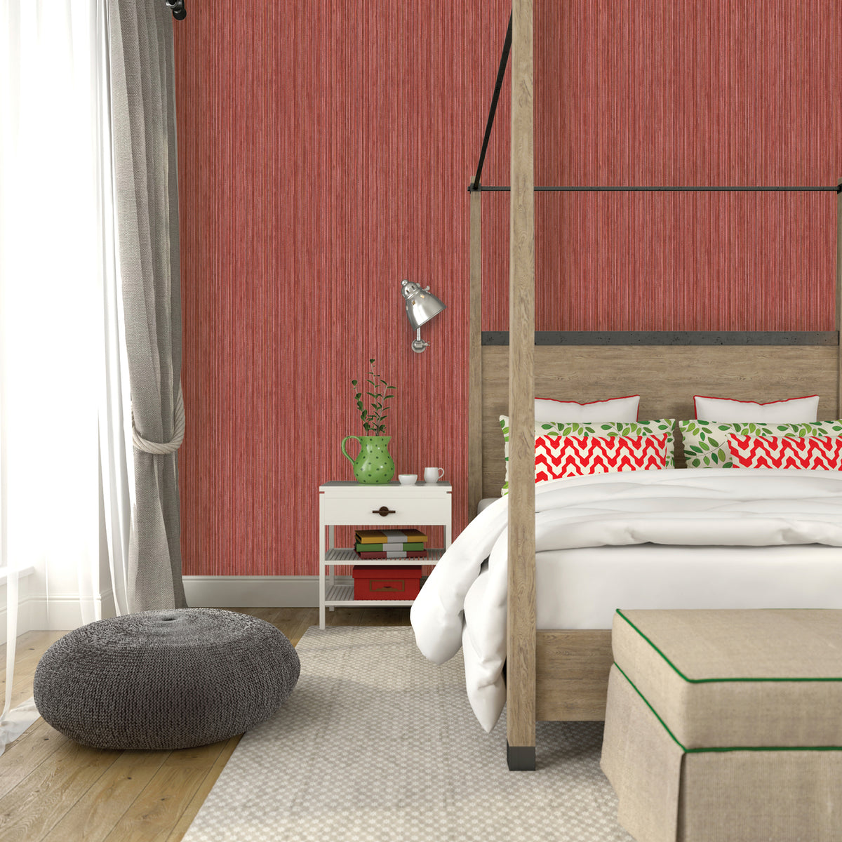 Grasscloth Crimson Self-Adhesive GR506 Wallpaper