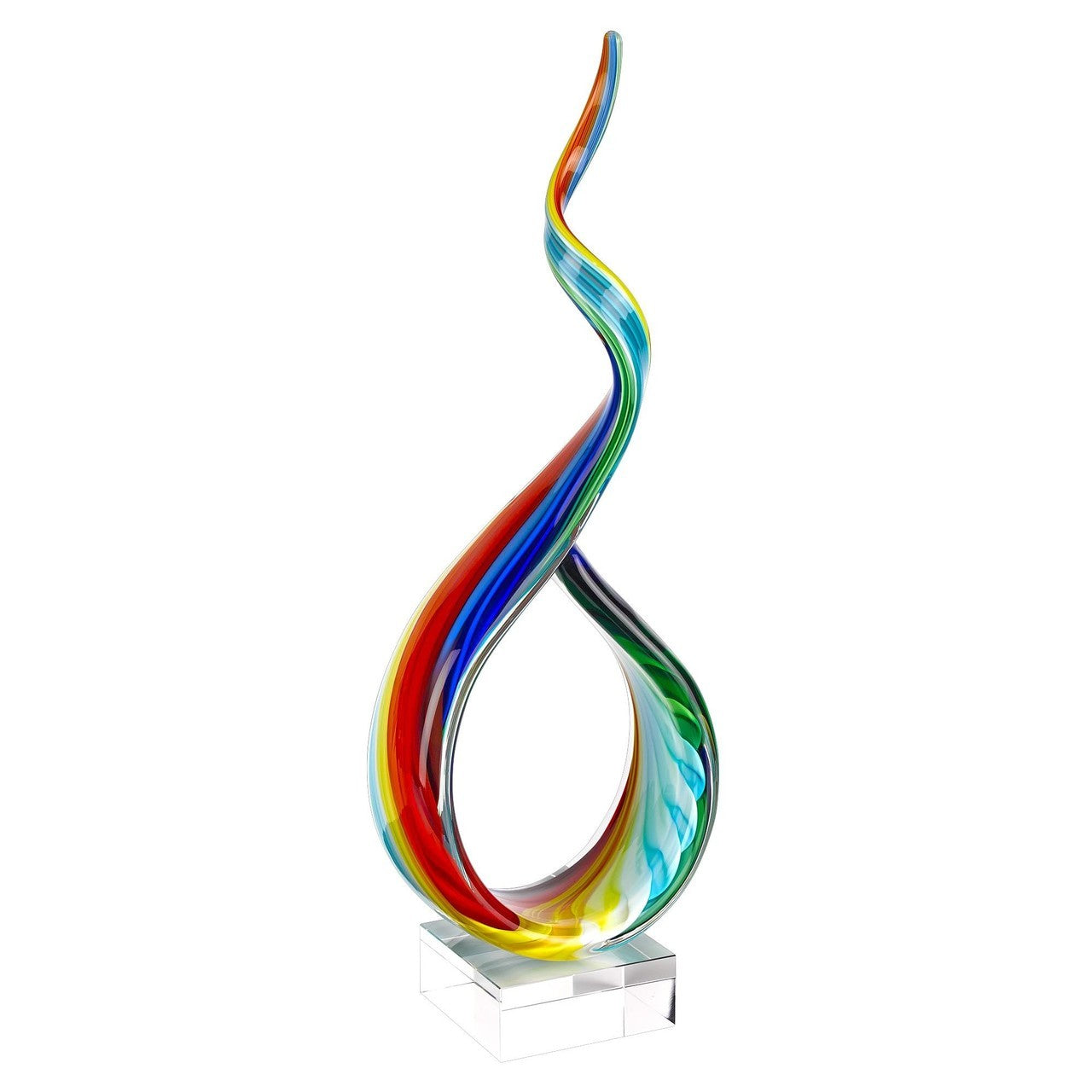 Rainbow Ribbon Murano Style Glass Centerpiece