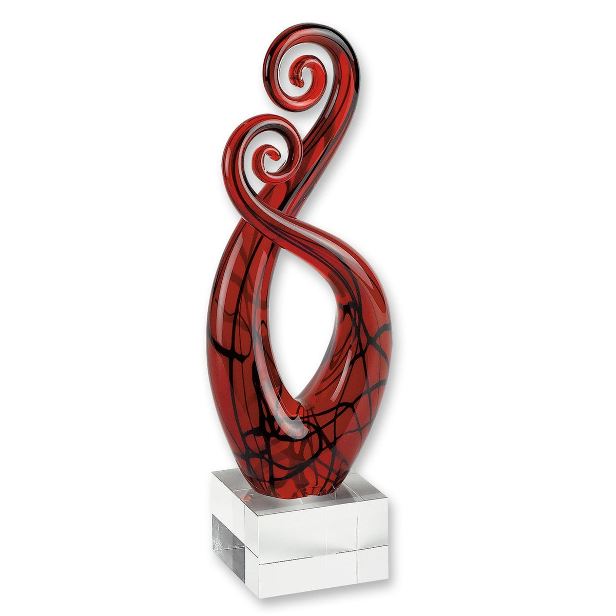 Murano Style Art Pietro Black and Red Glass Centerpiece