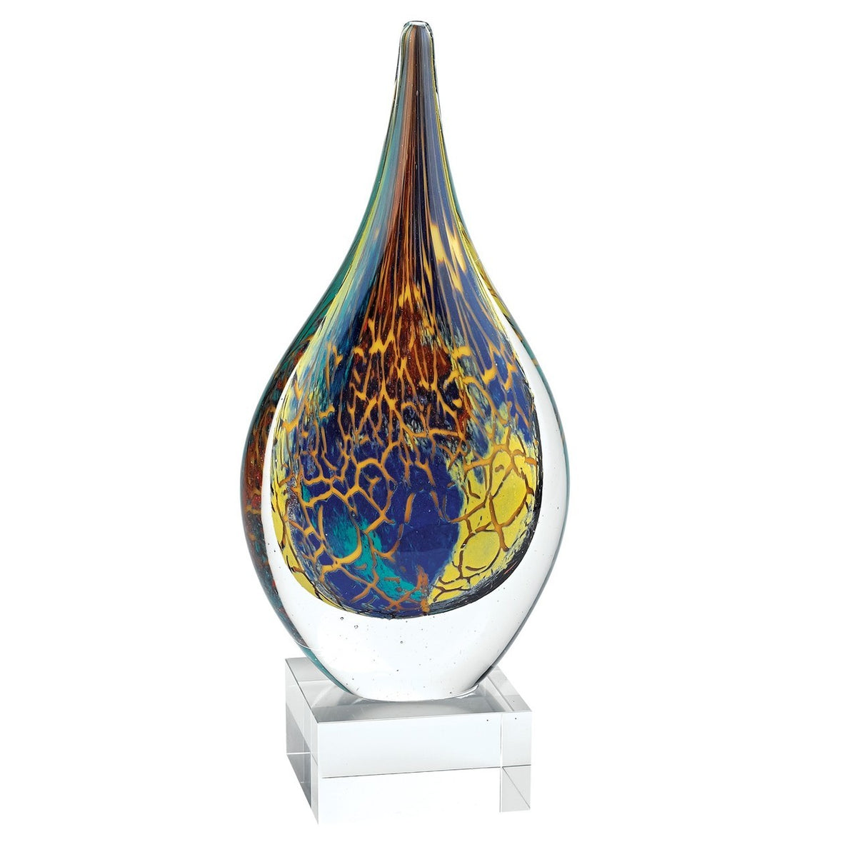 Firestorm Murano Style Teardrop on Crystal