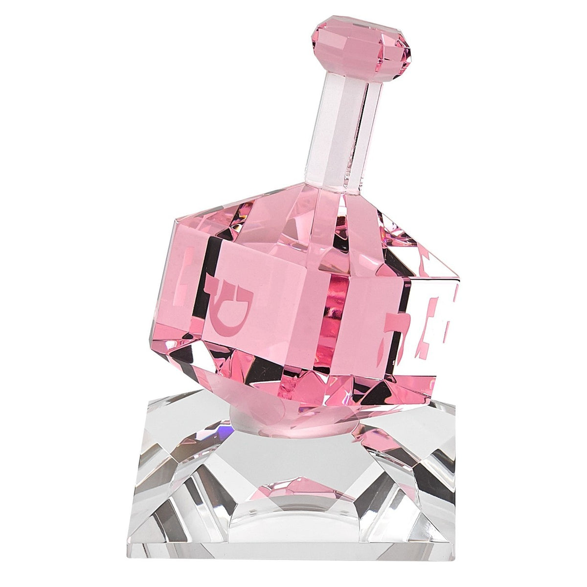 Pink Crystal Dreidel On Stand