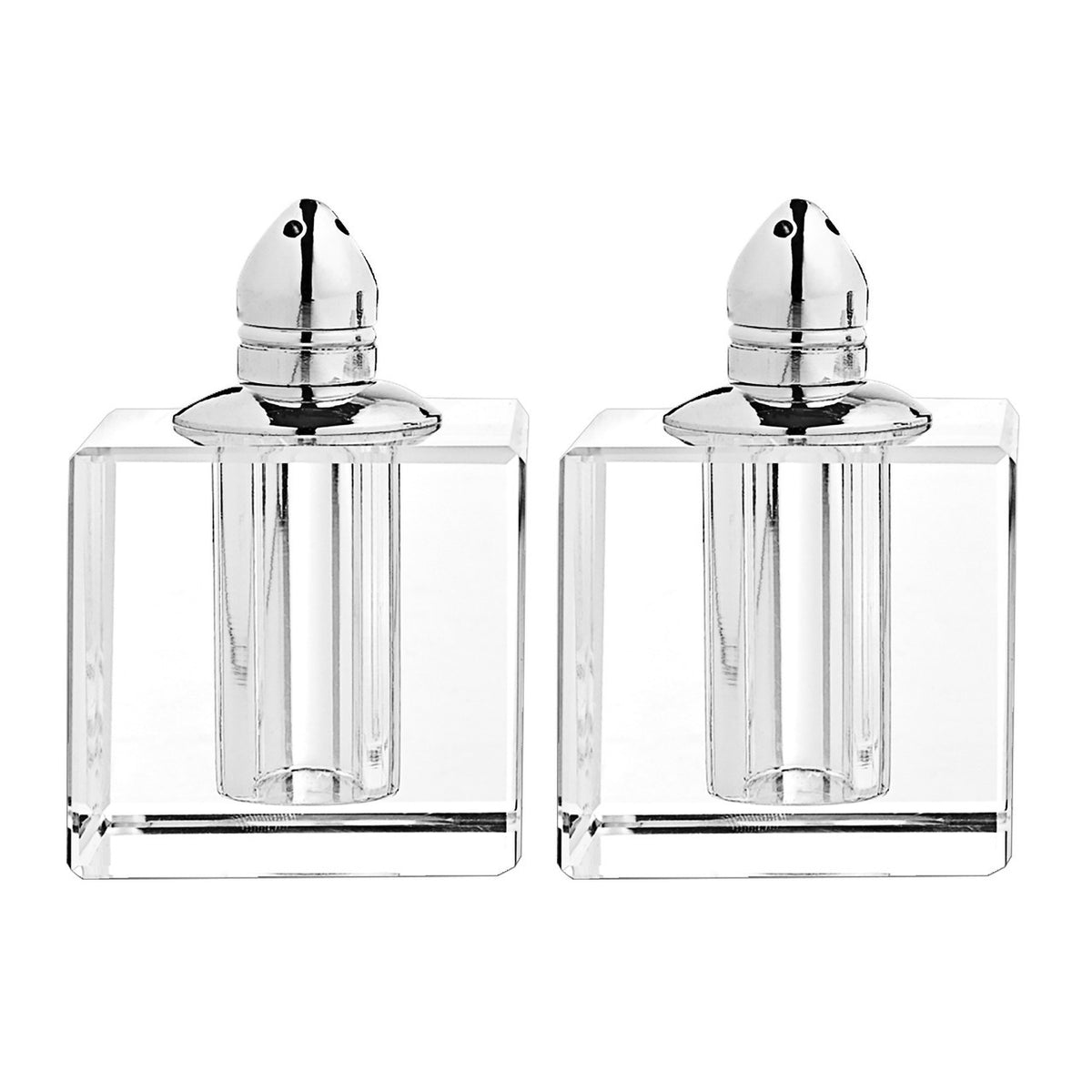 High Platinum Glass Salt  and Pepper Shakers