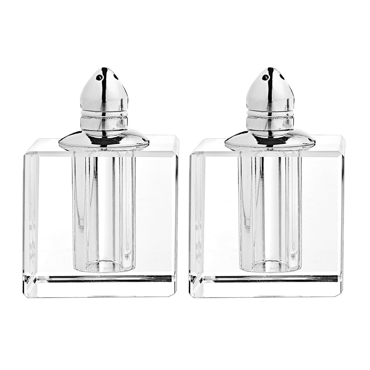 High Platinum Glass Salt  and Pepper Shakers