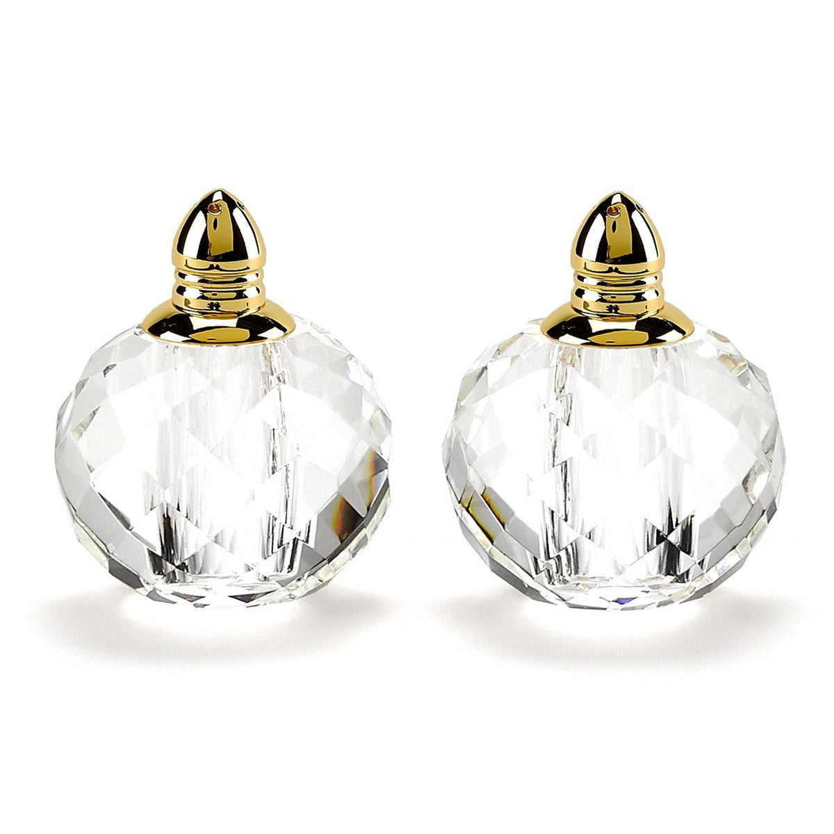 Zendra Gold Round Glass Salt  and Pepper Shakers
