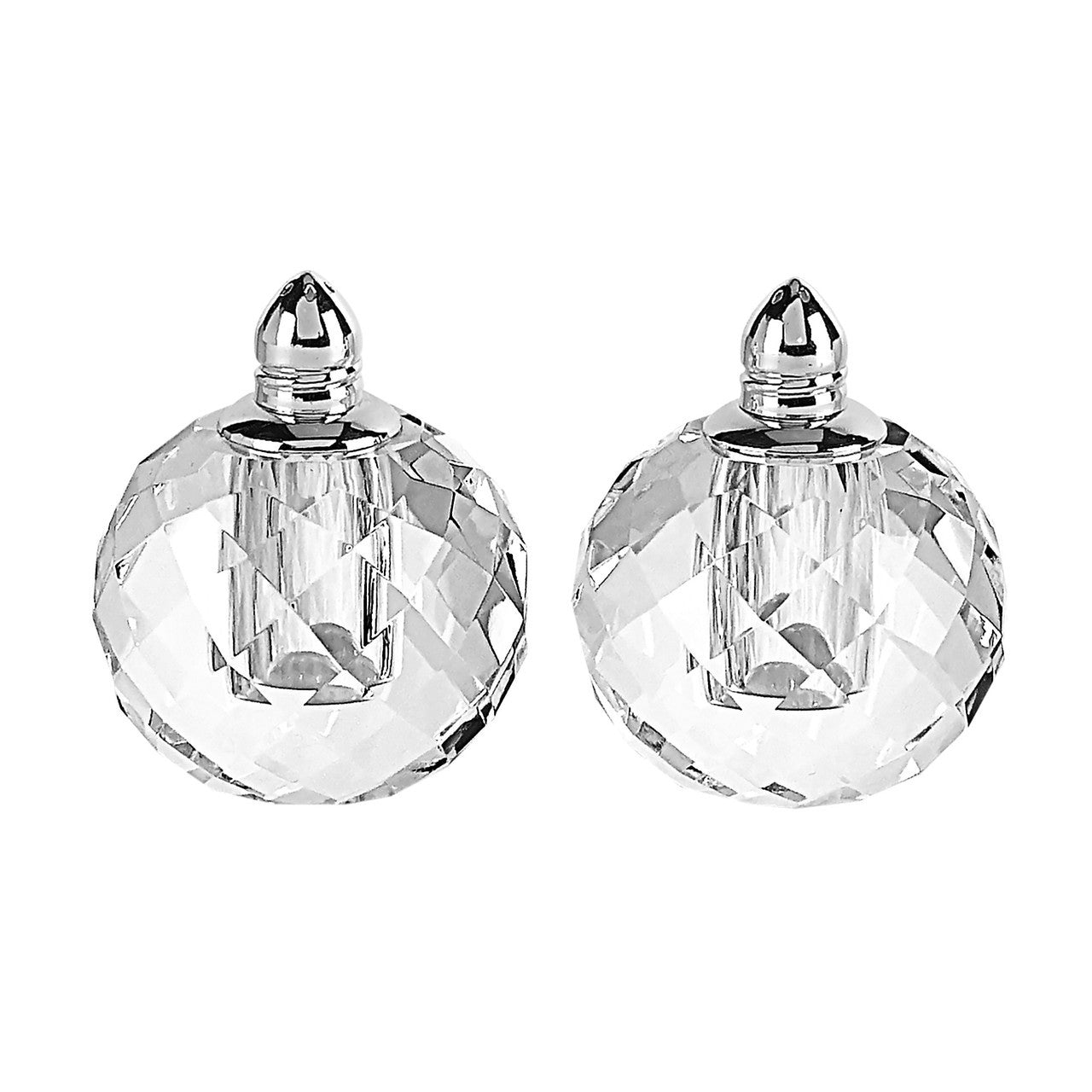 High Platinum Round Glass Salt and Pepper Shakers 
