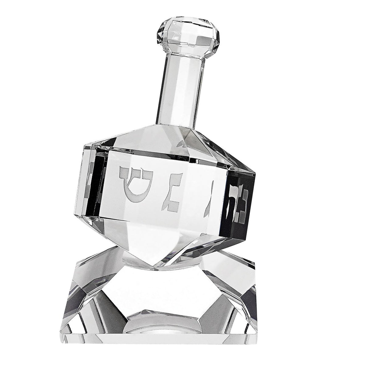 Clear Asian Glass Dreidle With Base