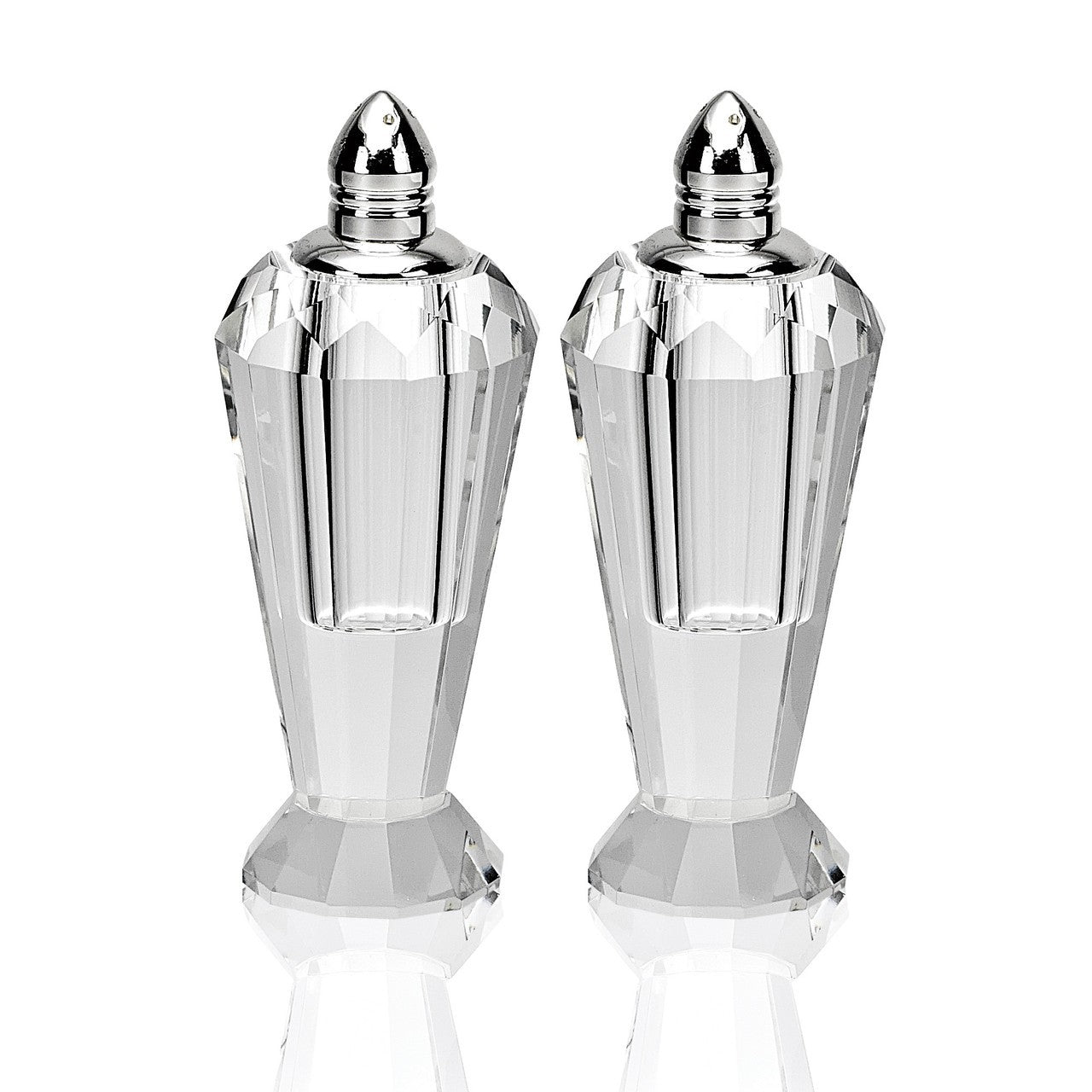 Platinum Top Salt and Pepper Crystal Glass Vessels