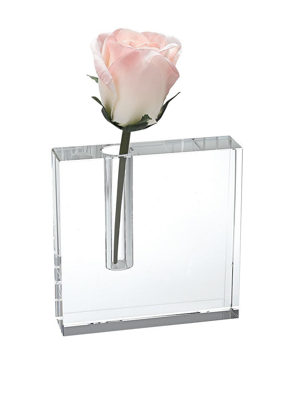 Clear Block Bud Glass Vase