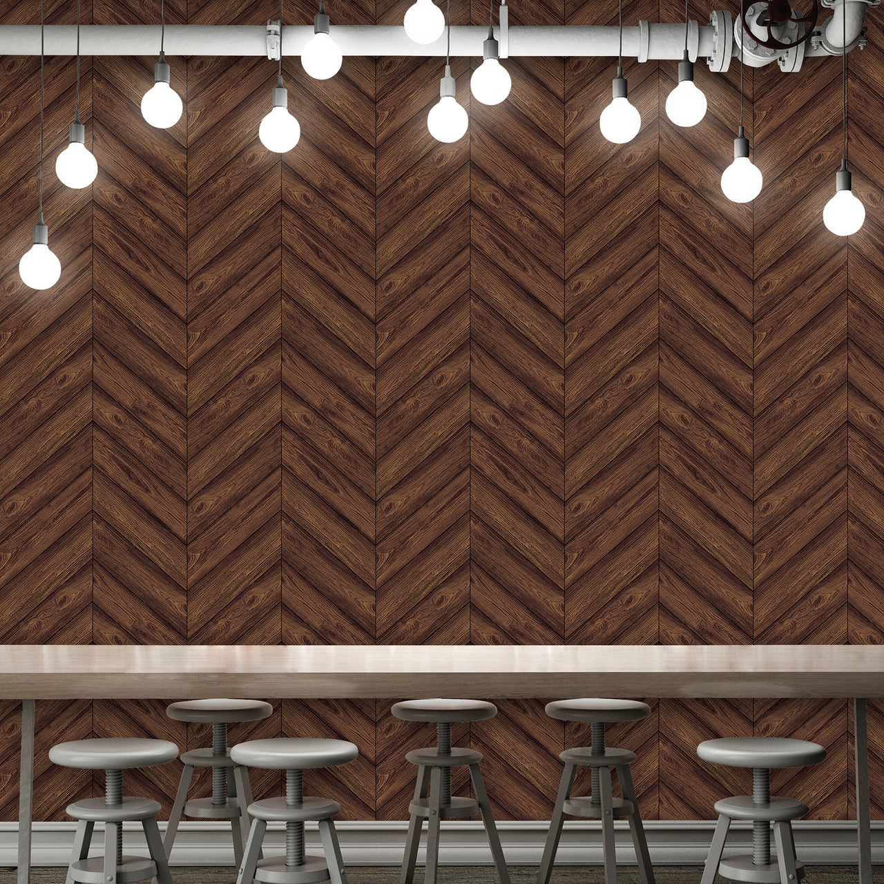 Herringbone Walnut Self-Adhesive HE093 Wallpaper