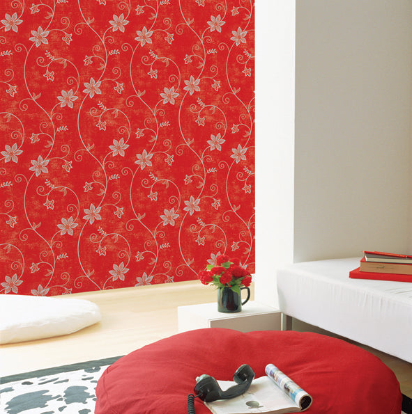 Red Floral Contact Paper Shelf Liner HEM15GP