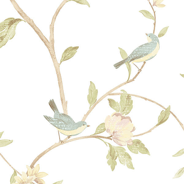 Blue Yellow Floral Toile HM26326 Wallpaper