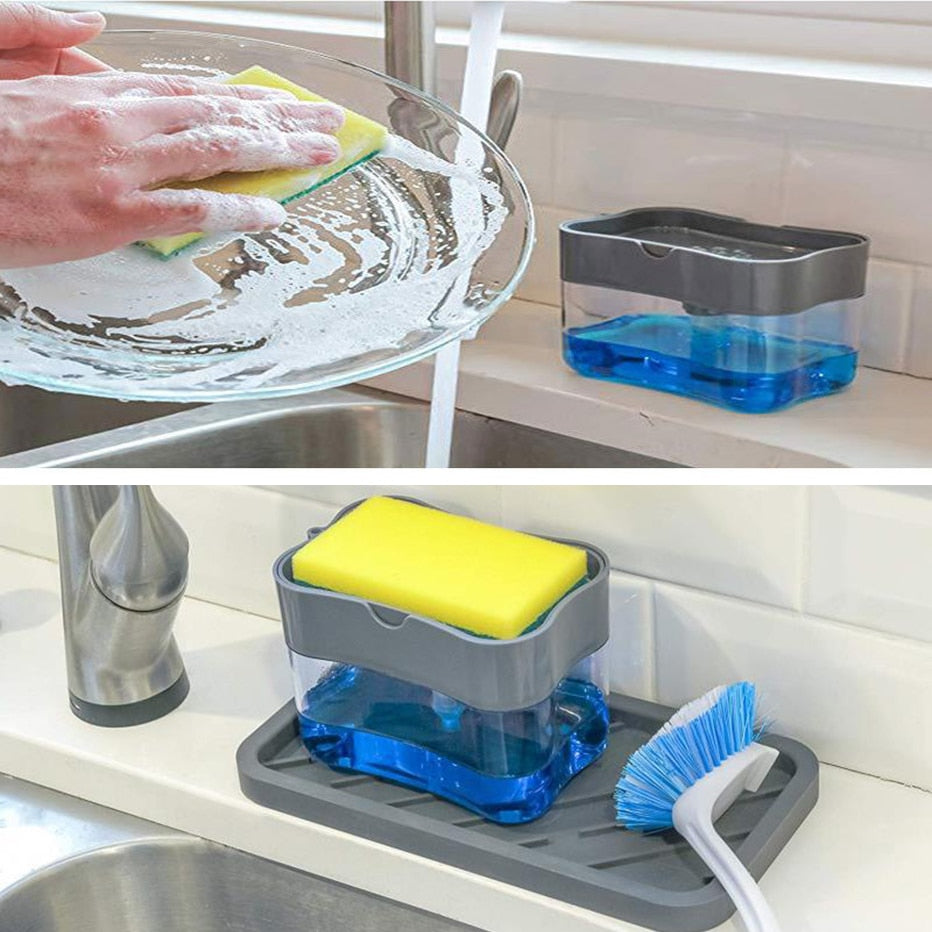 Kitchen Pump Soap Dispenser and Sponge Holder