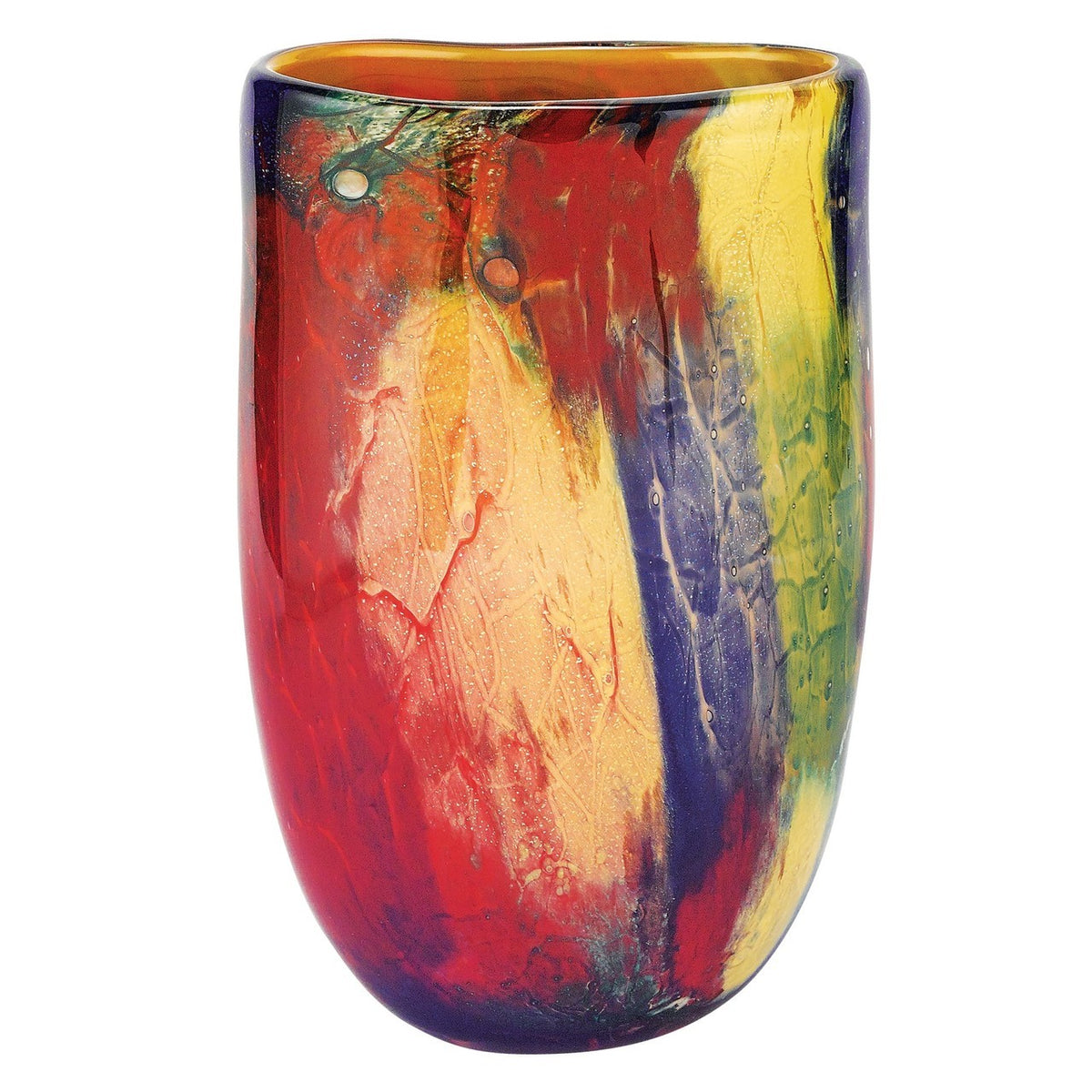 Firestorm Murano Style Art Glass Oval Vase