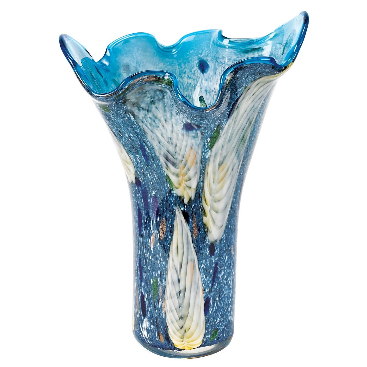 Murano Style Art Glass Allegrotto Blue Napkin Vase