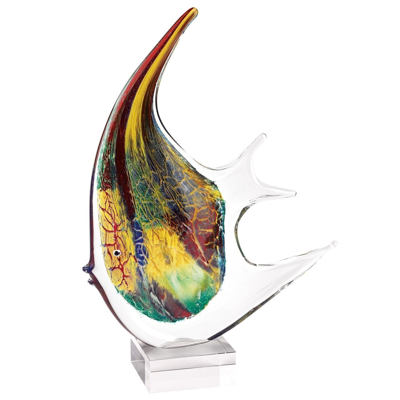 Murano Style Glass Firestorm Angel Centerpiece