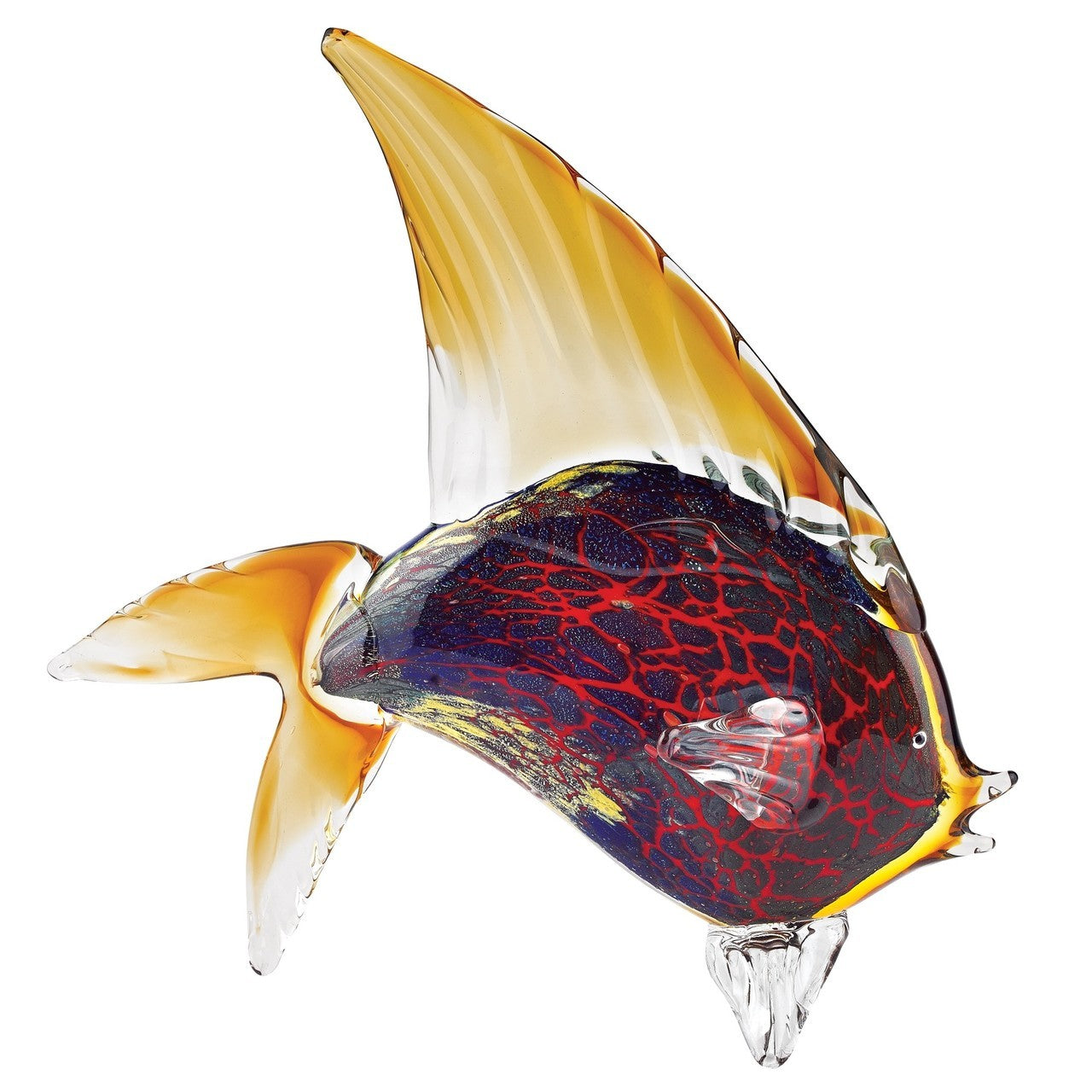 Murano Style Art Glass Firestorm Fish Figurine