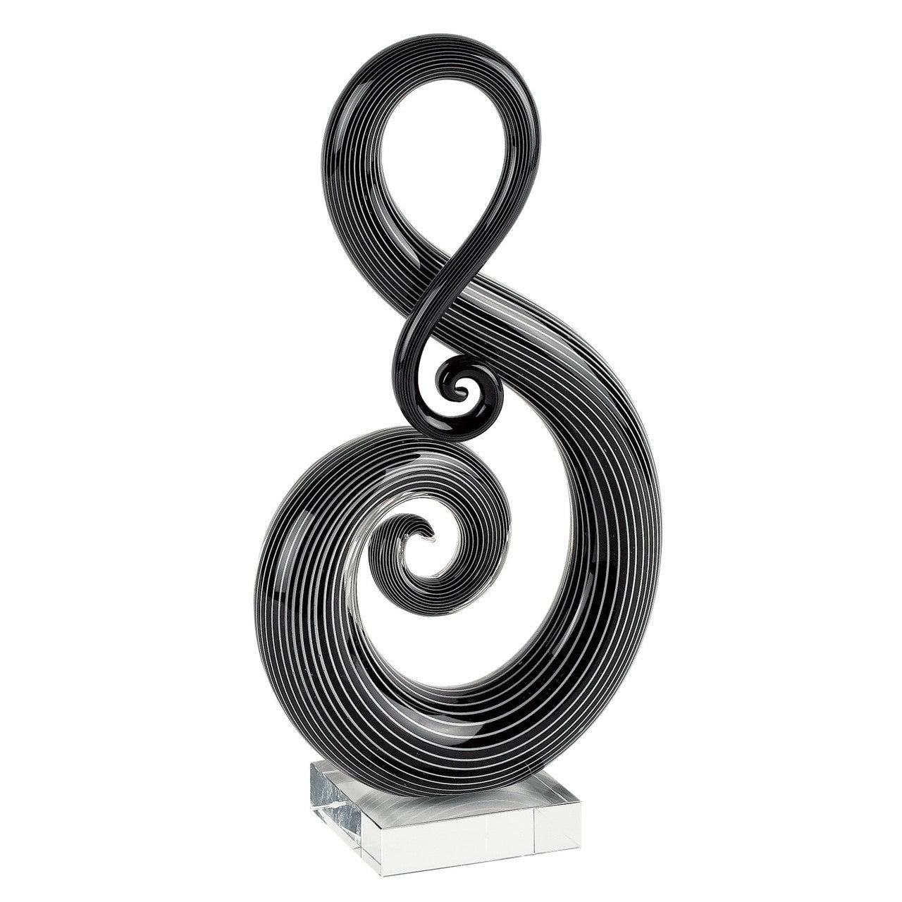 Black and White Murano Style Note Glass Art