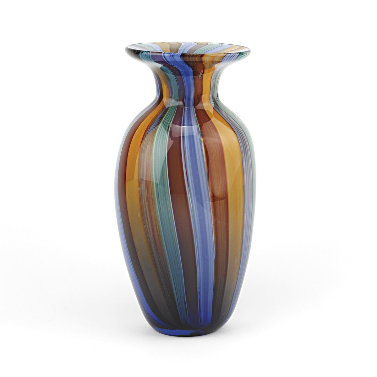 Rainbow 10 inches Urn Shaped Art Glass Vase