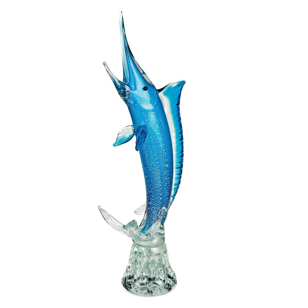 Light Blue Murano Style Art Glass Marlin Stands