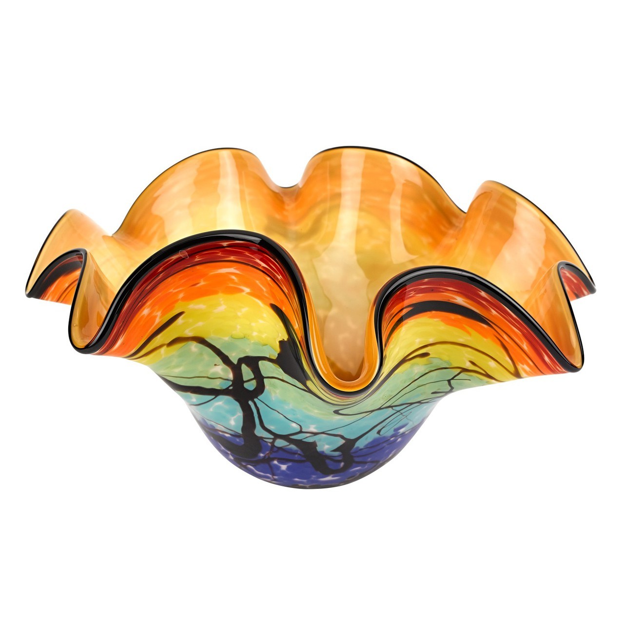 Allura Murano Style Art Glass Floppy 15 inch bowl- - Gifted Parrot