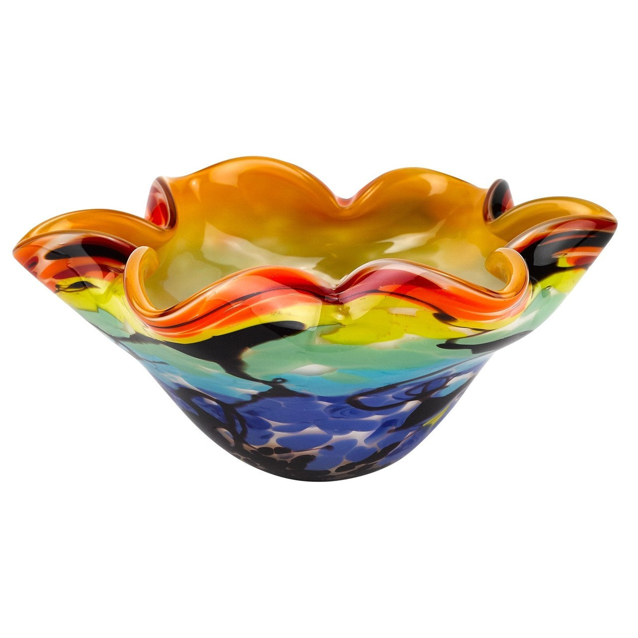 Allura Wavy Murano Style Art Glass Bowl